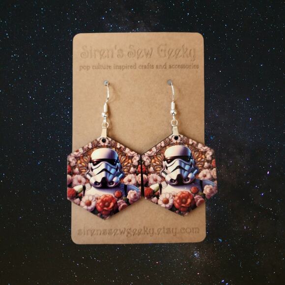 Star Wars Stormtrooper Earrings Empire First Order - Picture 1 of 2